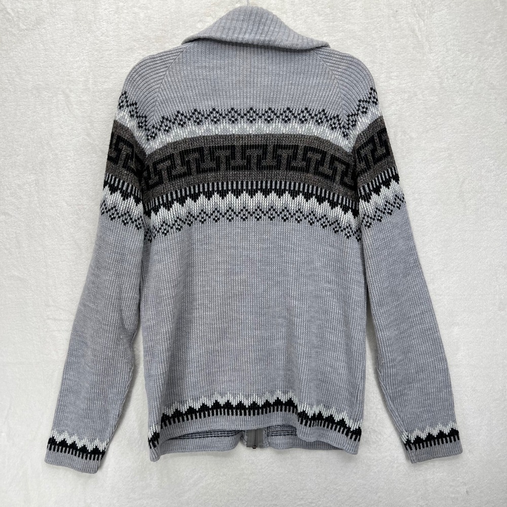 VTG USA St John's Bay Grandpa Cardigan Sweater Full Zip‎ Aztec Retro Gray Chunky - Picture 6 of 6